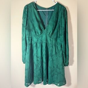 Cupshe Dark Green Long Sleeve Dress